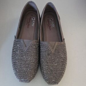 Skechers Taupe Rhinestone Flats Slip-On